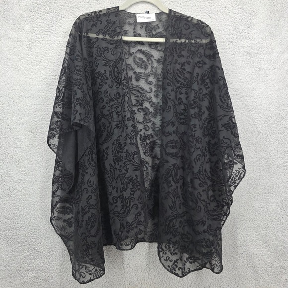 Pam Pam Accessories - Pam‎ Pam New York Black Paisley Sheer Kimono Cardigan Drape Shrug Cover-Up Wrap